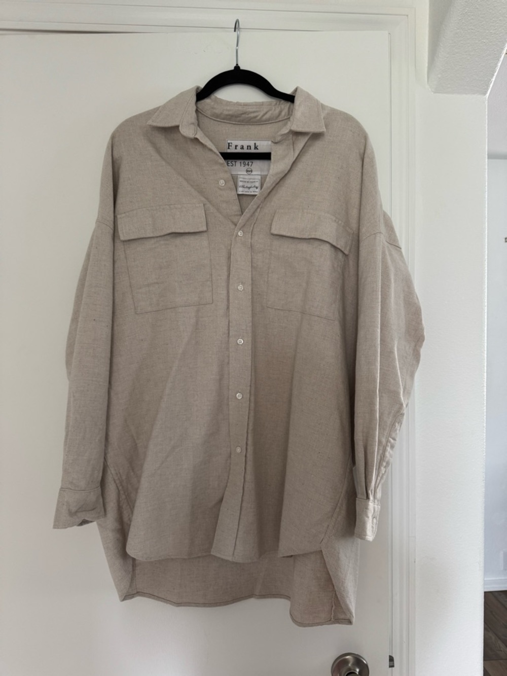 Frank & Eileen Beige Oversized Button-Up Shirt